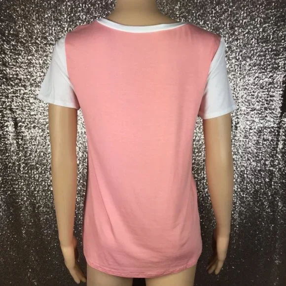 Pink Colorblock Short Sleeve Tee - Picture 5 of 8